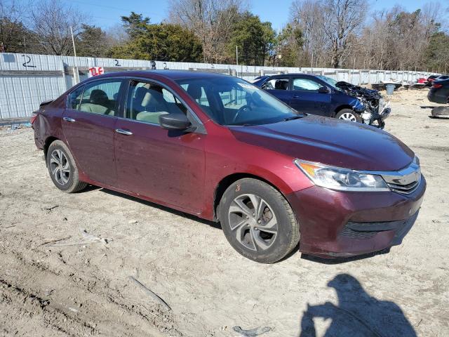 1HGCR2F30GA205503 - 2016 HONDA ACCORD LX BURGUNDY photo 4