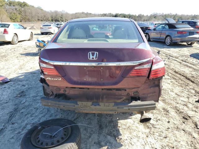 1HGCR2F30GA205503 - 2016 HONDA ACCORD LX BURGUNDY photo 6