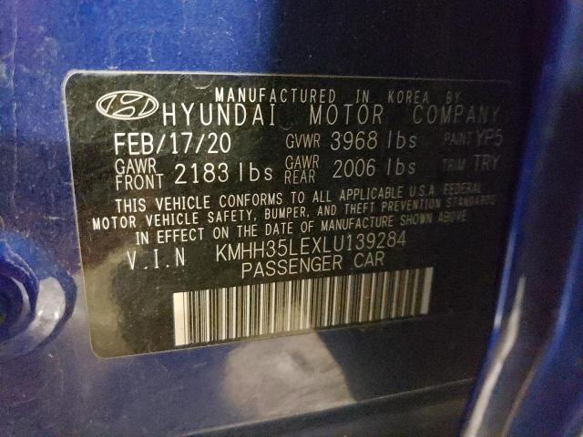 KMHH35LEXLU139284 - 2020 HYUNDAI ELANTRA GT BLUE photo 13