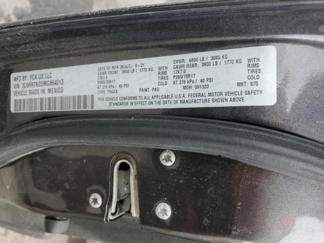 3C6RR7KG5MG664013 - 2021 RAM 1500 CLASS TRADESMAN Szary zdjęcie 12