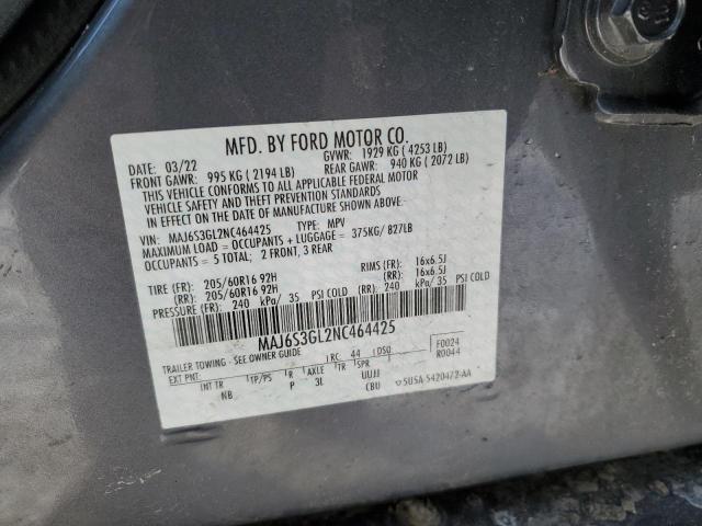 MAJ6S3GL2NC464425 - 2022 FORD ECOSPORT SE 灰色 照片 14