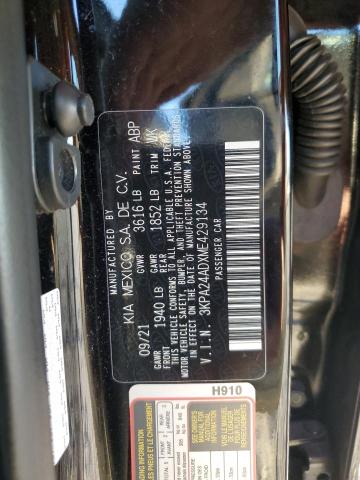 3KPA24ADXME429134 - 2021 KIA RIO LX BLACK photo 12