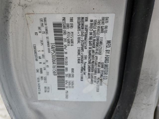 1FAFP53U06A161569 - 2006 FORD TAURUS SE SILVER photo 12