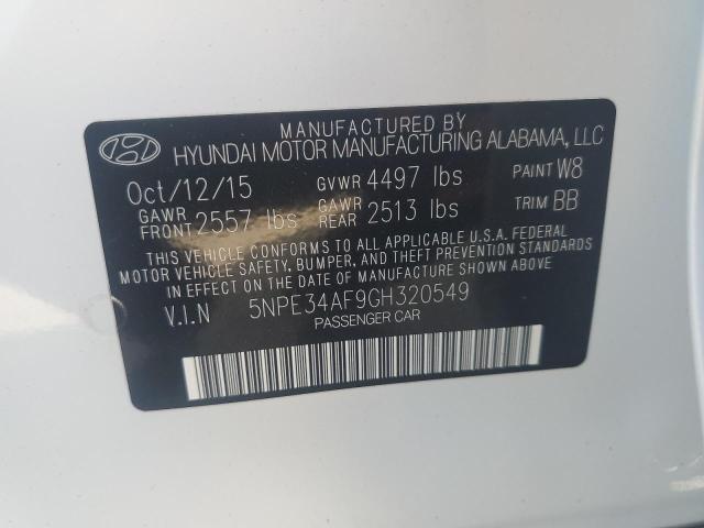 5NPE34AF9GH320549 - 2016 HYUNDAI SONATA SPORT WHITE photo 12