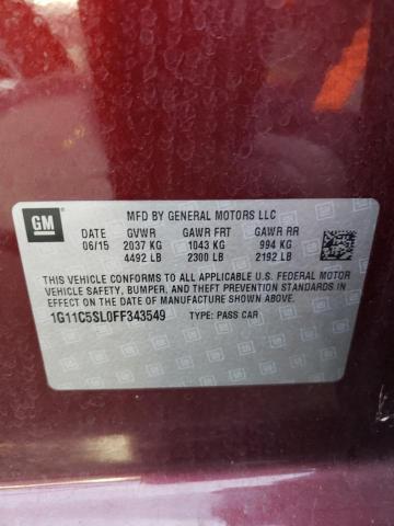 1G11C5SL0FF343549 - 2015 CHEVROLET MALIBU 1LT წითელი ფოტო 13