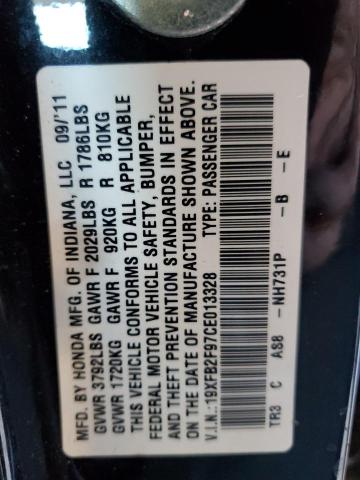 19XFB2F97CE013328 - 2012 HONDA CIVIC EXL Qara foto 12