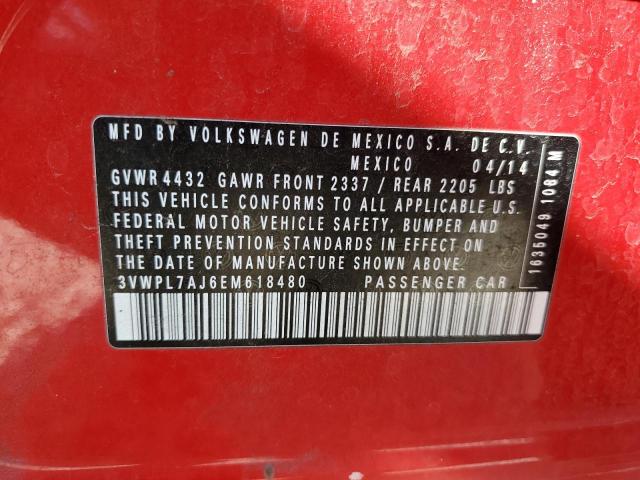 3VWPL7AJ6EM618480 - 2014 VOLKSWAGEN JETTA TDI RED photo 14