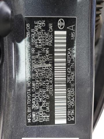 JTDBL40E599071111 - 2009 TOYOTA COROLLA BASE GRAY photo 12