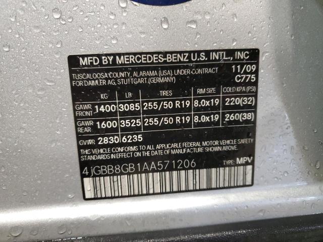 4JGBB8GB1AA571206 - 2010 MERCEDES-BENZ ML 350 4MATIC SILVER photo 13