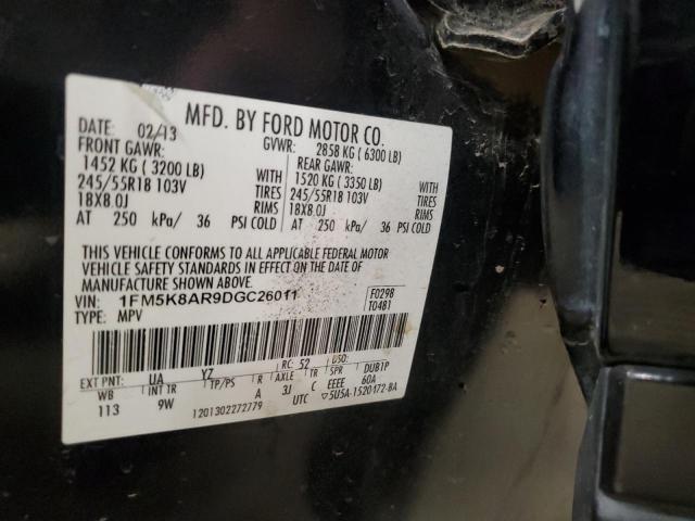 1FM5K8AR9DGC26011 - 2013 FORD EXPLORER POLICE INTERCEPTOR BLACK photo 13