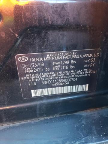 5NPEC4AC8BH000704 - 2011 HYUNDAI SONATA SE BLACK photo 12