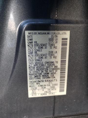 5N1AR18W26C666675 - 2006 NISSAN PATHFINDER LE ნაცრისფერი ფოტო 13