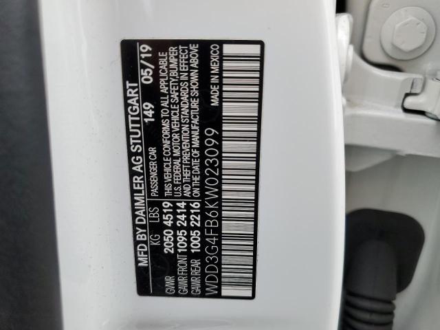 WDD3G4FB6KW023099 - 2019 MERCEDES-BENZ A 220 4MATIC WHITE photo 12