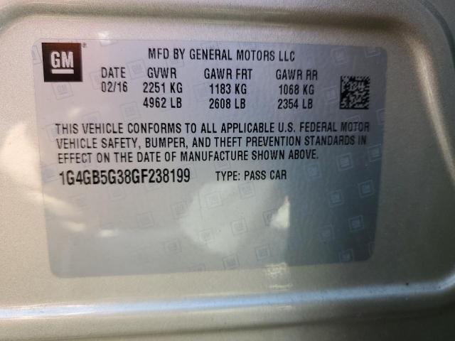 1G4GB5G38GF238199 - 2016 BUICK LACROSSE BEIGE photo 12