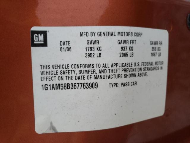 1G1AM58B367763909 - 2006 CHEVROLET COBALT SS ORANGE photo 12