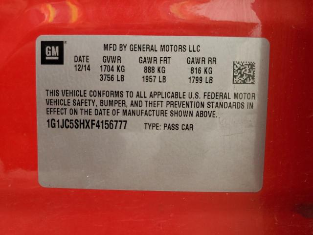 1G1JC5SHXF4156777 - 2015 CHEVROLET SONIC LT RED photo 13