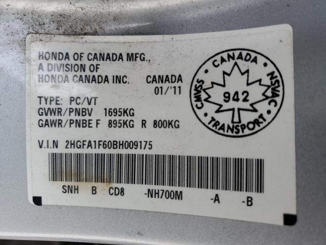 2HGFA1F60BH009175 - 2011 HONDA CIVIC LX-S 银色 照片 12