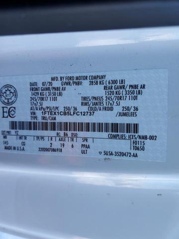 1FTEX1CB5LFC12737 - 2020 FORD F150 SUPER CAB WHITE photo 13