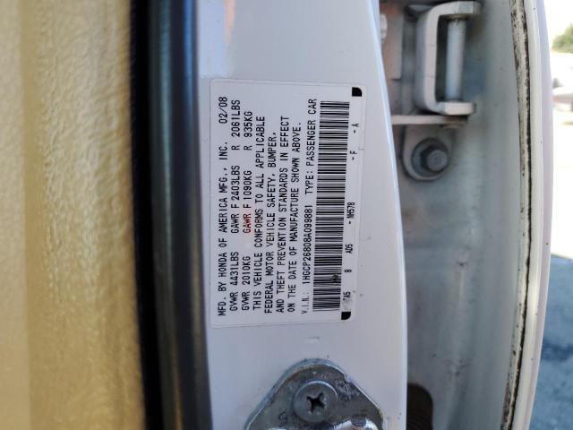 1HGCP26808A099881 - 2008 HONDA ACCORD EXL WHITE photo 12