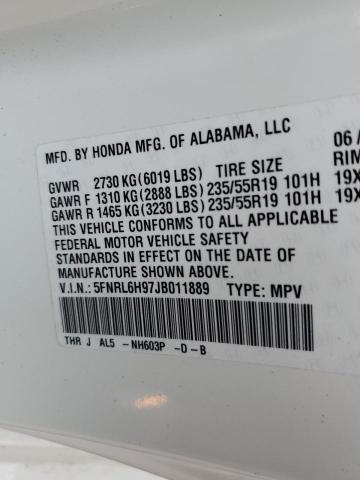 5FNRL6H97JB011889 - 2018 HONDA ODYSSEY ELITE Weiß Foto 14