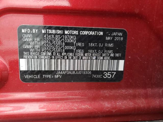 JA4AP3AU8JU019306 - 2018 MITSUBISHI OUTLANDER ES წითელი ფოტო 13