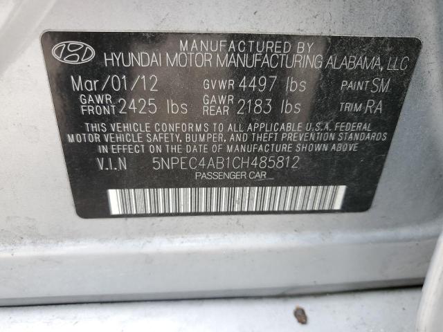 5NPEC4AB1CH485812 - 2012 HYUNDAI SONATA SE SILVER photo 13