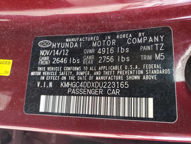 KMHGC4DDXDU223165 - 2013 HYUNDAI GENESIS 3.8L BURGUNDY photo 13