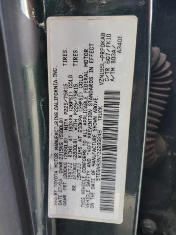 5TEGN92N73Z293249 - 2003 TOYOTA TACOMA DOUBLE CAB PRERUNNER GREEN photo 12