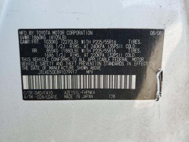 JTLKE50E891079917 - 2009 TOYOTA SCION XB Weiß Foto 12