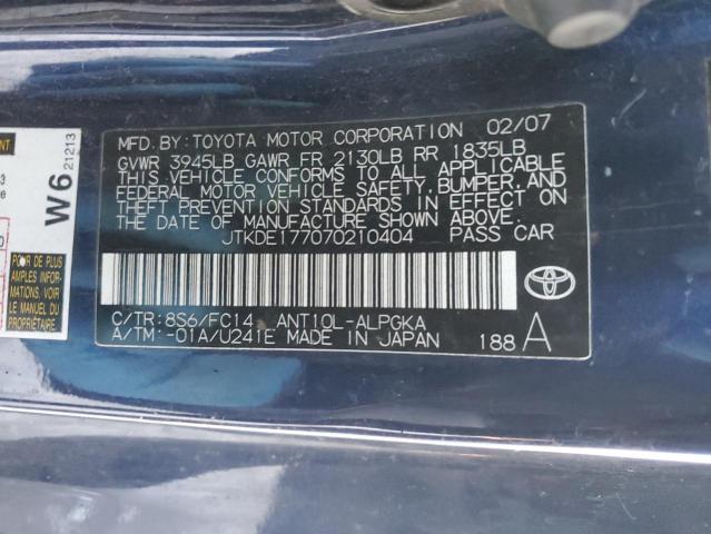 JTKDE177070210404 - 2007 TOYOTA SCION TC ლურჯი ფოტო 12