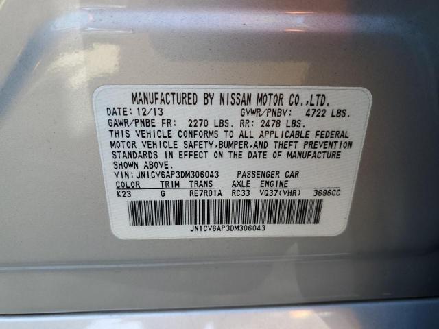 JN1CV6AP3DM306043 - 2013 INFINITI G37 BASE SILVER photo 12