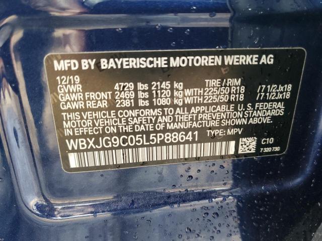 WBXJG9C05L5P88641 - 2020 BMW X1 XDRIVE28I BLUE photo 12