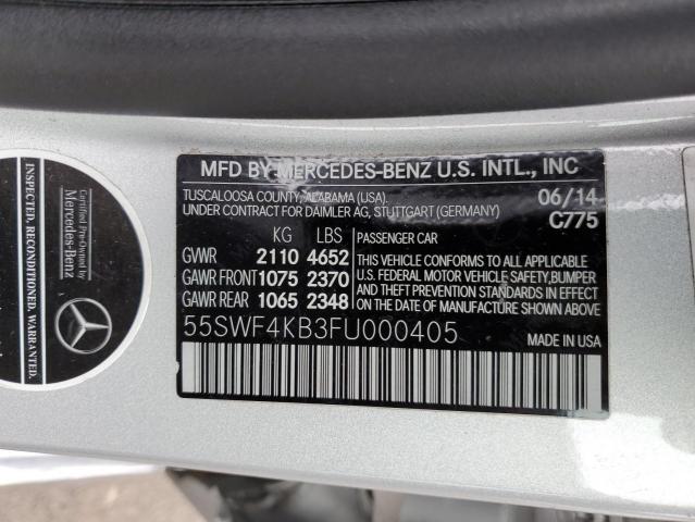 55SWF4KB3FU000405 - 2015 MERCEDES-BENZ C 300 4MATIC SILVER photo 12