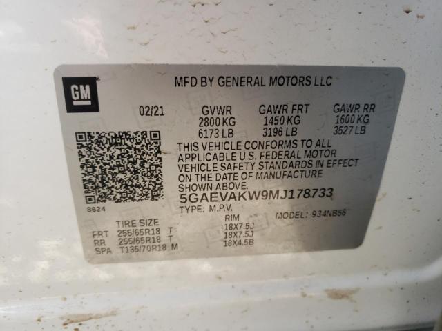 5GAEVAKW9MJ178733 - 2021 BUICK ENCLAVE ESSENCE WHITE photo 13