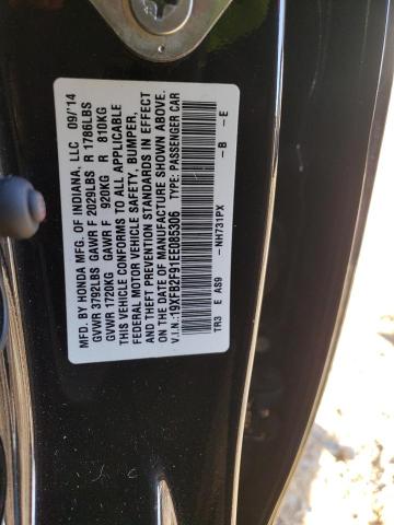 19XFB2F91EE085306 - 2014 HONDA CIVIC EXL შავი ფოტო 12