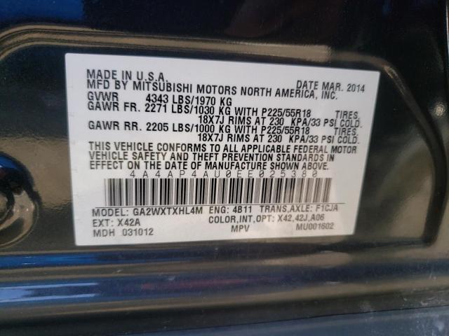 4A4AP4AU0EE025380 - 2014 MITSUBISHI OUTLANDER SE BLACK photo 14