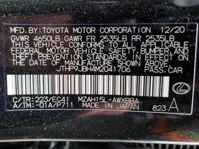 JTHP9JBH4M2041706 - 2021 LEXUS UX 250H BLACK photo 14