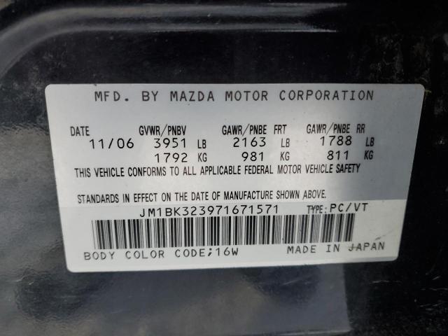 JM1BK323971671571 - 2007 MAZDA 3 S GRAY photo 12