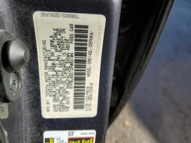 5YFBU4EE1DP083104 - 2013 TOYOTA COROLLA BASE GRAY photo 12