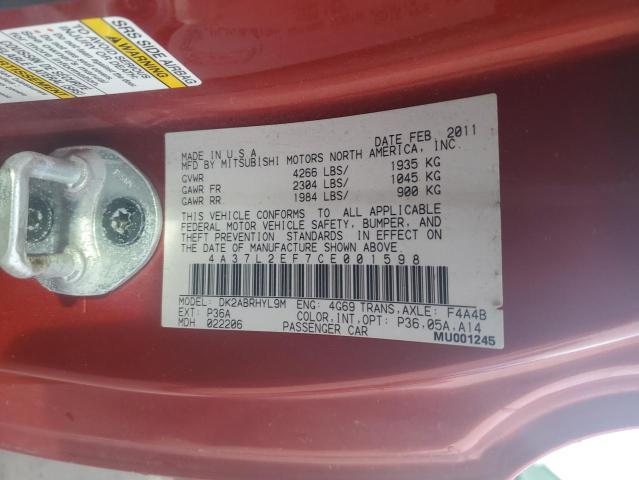 4A37L2EF7CE001598 - 2012 MITSUBISHI ECLIPSE SPYDER GS 红色 照片 13