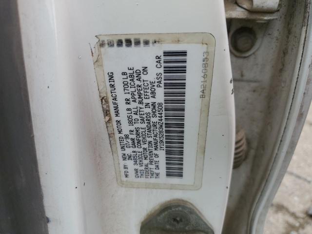 1Y1SK5283WZ444508 - 1998 CHEVROLET GEO PRIZM BASE WHITE photo 12