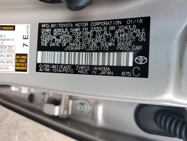 JTDKARFP1J3071173 - 2018 TOYOTA PRIUS PRIM 银色 照片 12