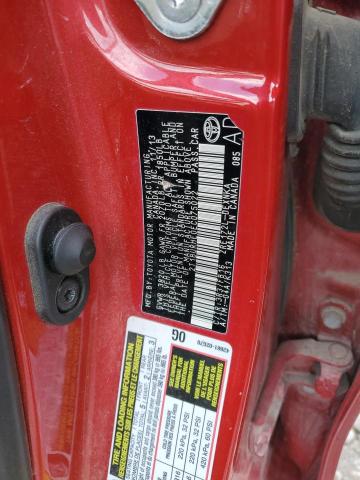 2T1BURHE0EC075022 - 2014 TOYOTA COROLLA L RED photo 13