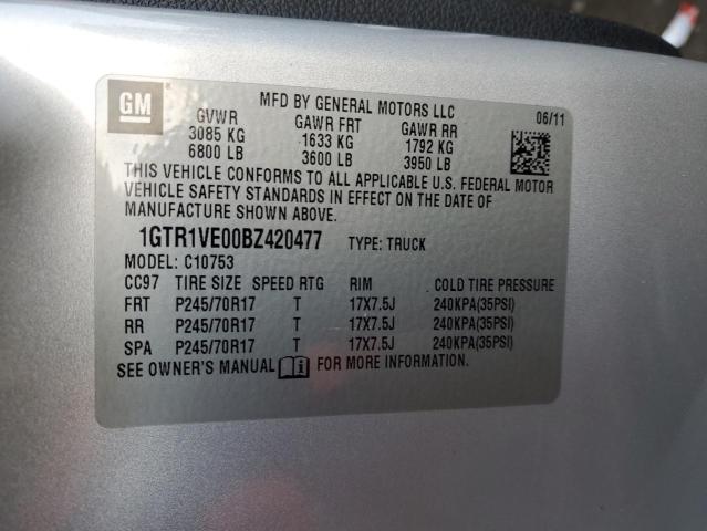 1GTR1VE00BZ420477 - 2011 GMC SIERRA C1500 SLE SILVER photo 12