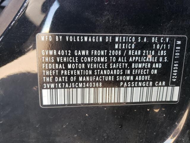 3VW1K7AJ5CM340368 - 2012 VOLKSWAGEN JETTA BASE 黑色 照片 13