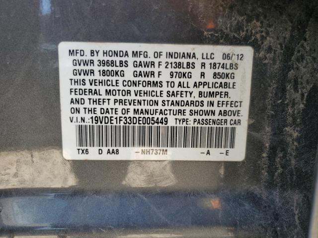 19VDE1F33DE005449 - 2013 ACURA ILX 20 CHARCOAL photo 12