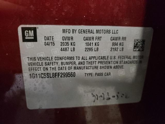 1G11C5SL8FF299560 - 2015 CHEVROLET MALIBU 1LT RED photo 12
