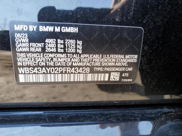 WBS43AY02PFR43428 - 2023 BMW M3 COMPETITION BLACK photo 12
