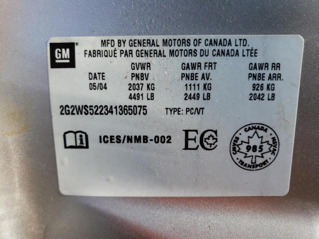 2G2WS522341365075 - 2004 PONTIAC GRAND PRIX GT2 ვერცხლისფერი ფოტო 12