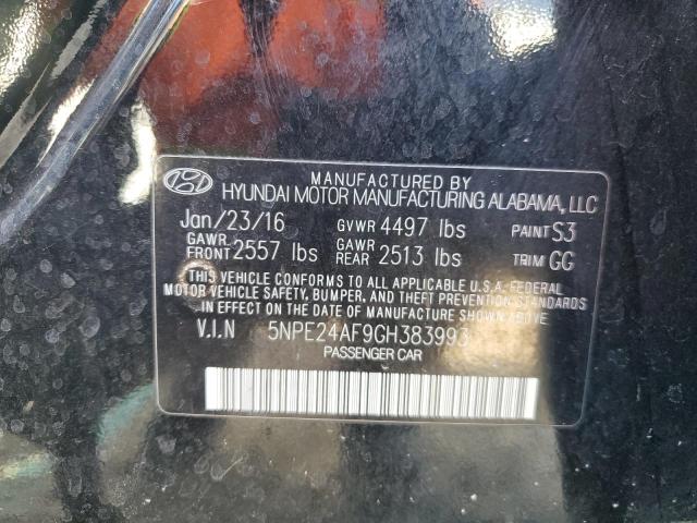 5NPE24AF9GH383993 - 2016 HYUNDAI SONATA SE BLACK photo 12